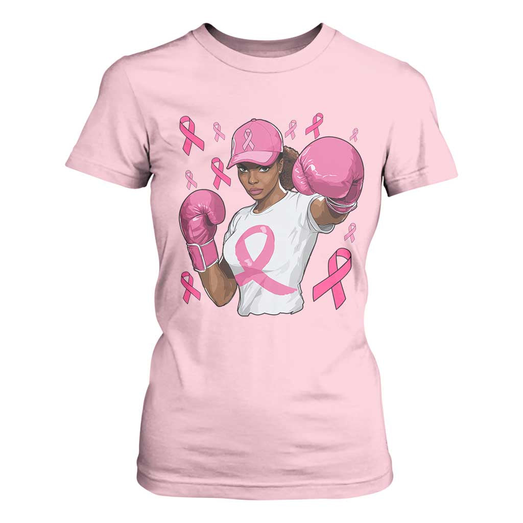 African American Fighter Breast Cancer Awareness T Shirt For Women Pink Ribbon TS11 Light Pink Print Your Wear