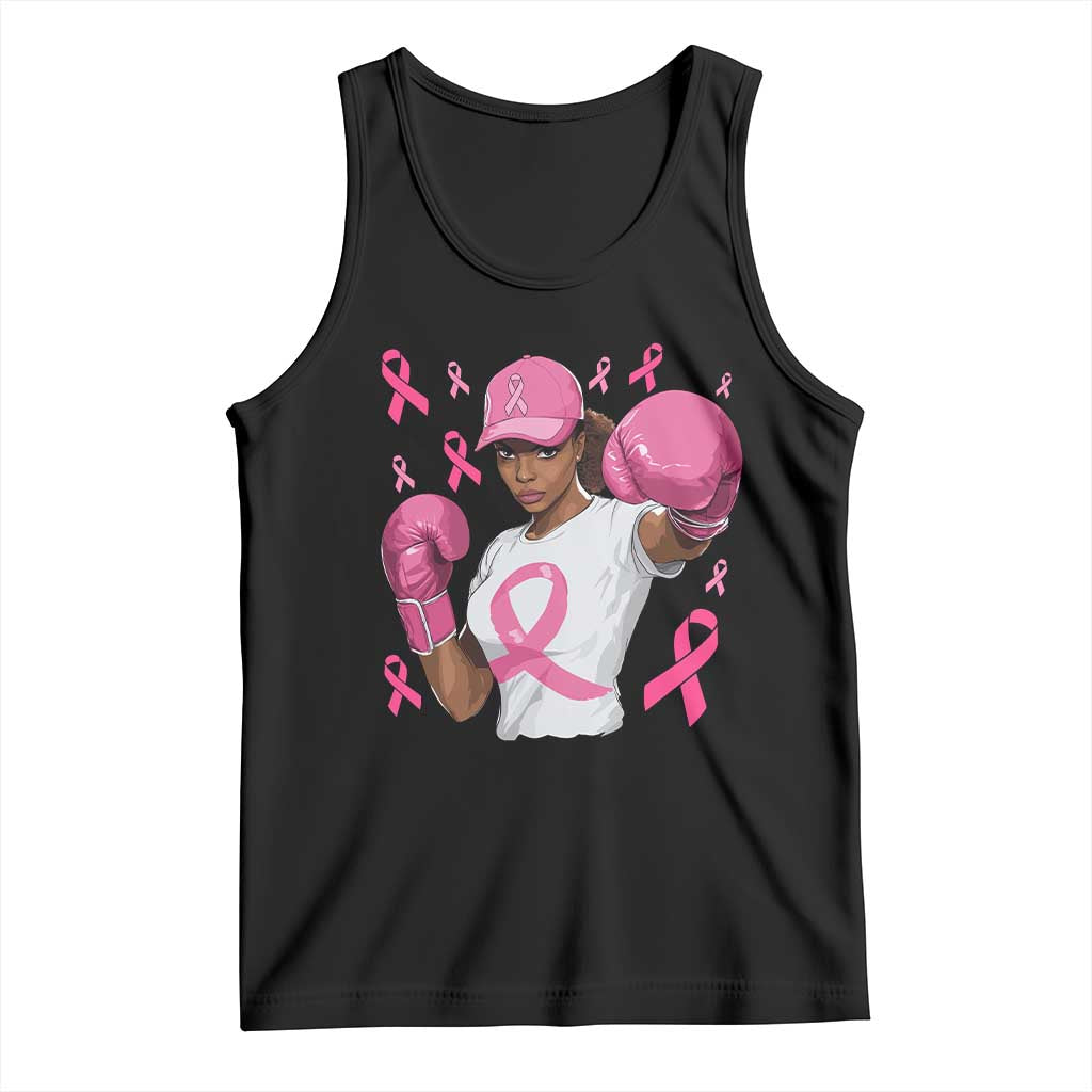 African American Fighter Breast Cancer Awareness Tank Top Pink Ribbon TS11 Black Print Your Wear