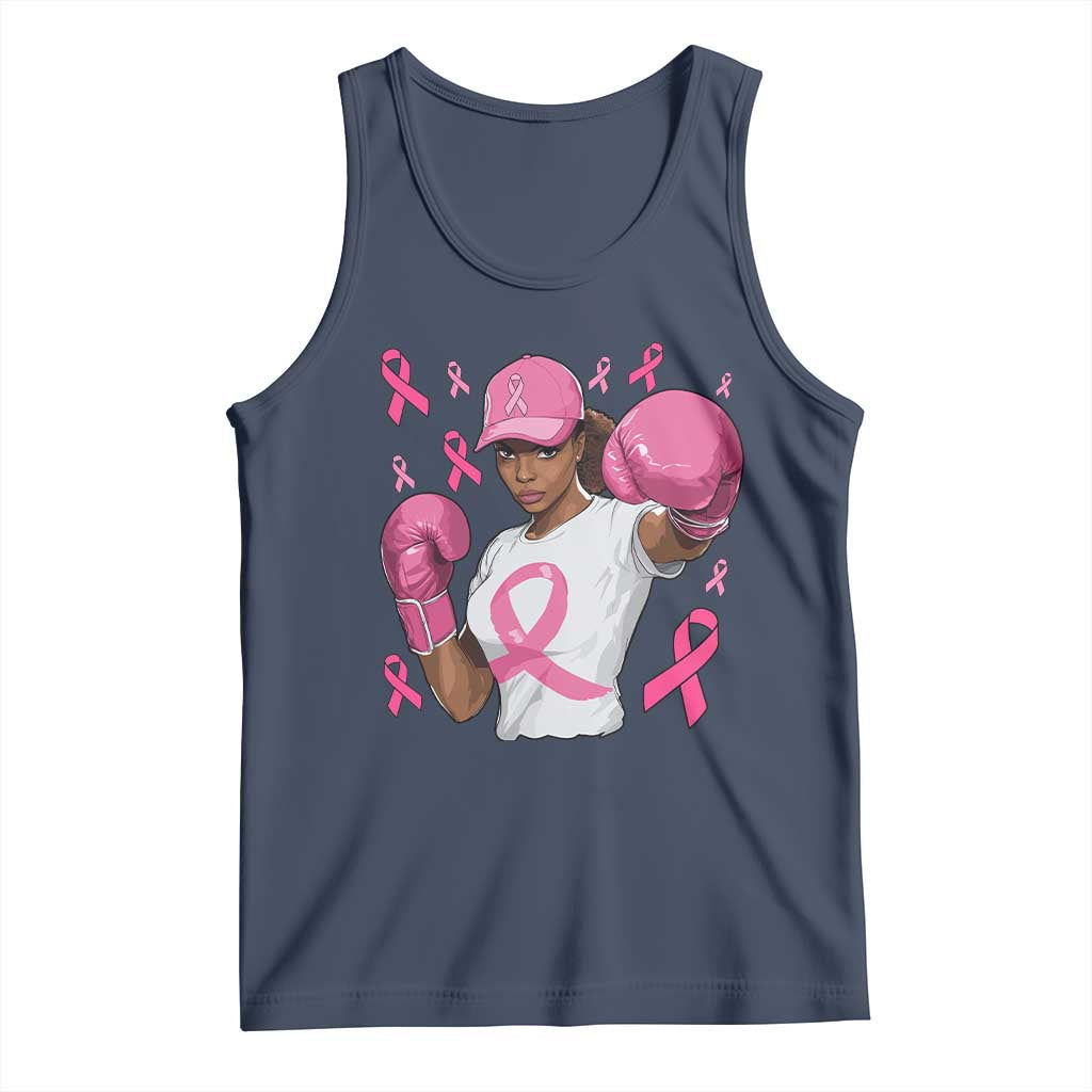African American Fighter Breast Cancer Awareness Tank Top Pink Ribbon TS11 Navy Print Your Wear