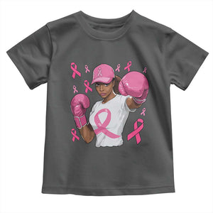 African American Fighter Breast Cancer Awareness Toddler T Shirt Pink Ribbon TS11 Dark Heather Print Your Wear