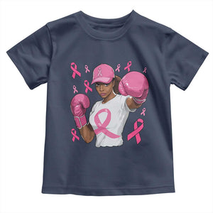 African American Fighter Breast Cancer Awareness Toddler T Shirt Pink Ribbon TS11 Navy Print Your Wear