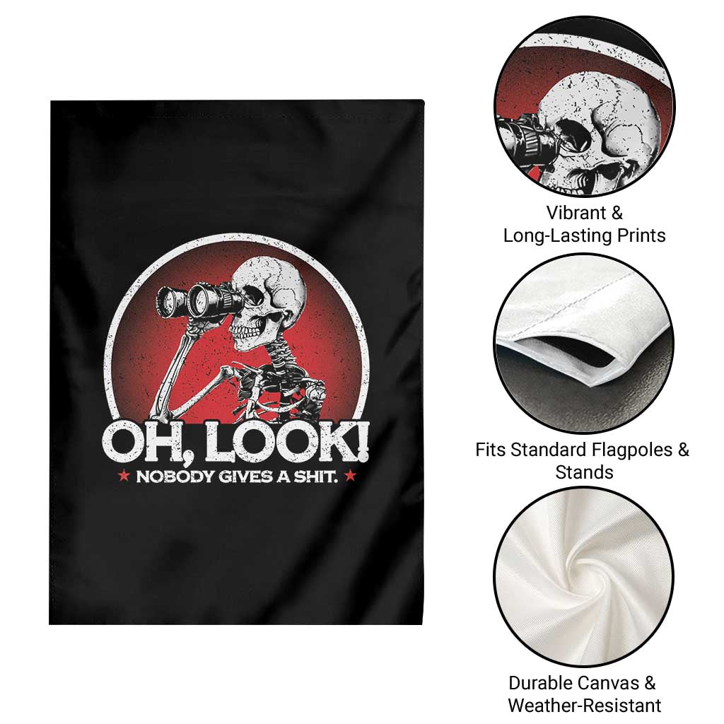 Oh Look Nobody Gives A Shit Garden Flag Funny Sarcastic Humor Skeleton TS11 Print Your Wear
