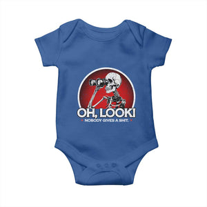 Oh Look Nobody Gives A Shit Baby Onesie Funny Sarcastic Humor Skeleton TS11 Royal Blue Print Your Wear