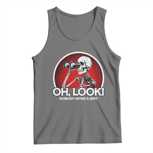 Oh Look Nobody Gives A Shit Tank Top Funny Sarcastic Humor Skeleton TS11 Black Heather Print Your Wear