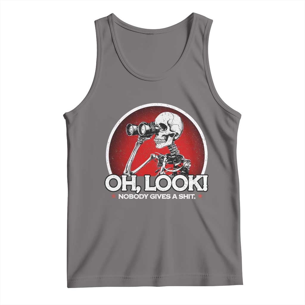 Oh Look Nobody Gives A Shit Tank Top Funny Sarcastic Humor Skeleton TS11 Deep Heather Print Your Wear