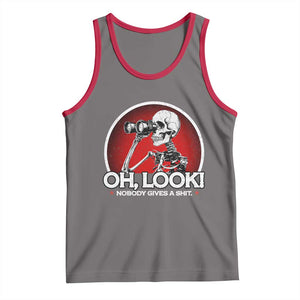 Oh Look Nobody Gives A Shit Tank Top Funny Sarcastic Humor Skeleton TS11 Deep Heather Red Print Your Wear