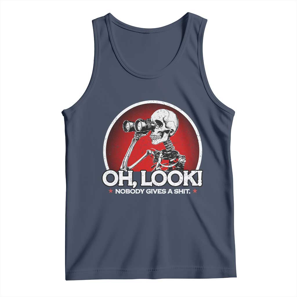 Oh Look Nobody Gives A Shit Tank Top Funny Sarcastic Humor Skeleton TS11 Navy Print Your Wear