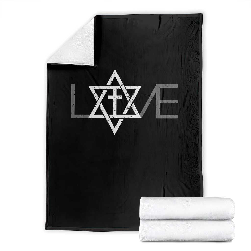 Love Jewish Messianic Christian Cross Star Of David Throw Blanket TS11 Black Print Your Wear