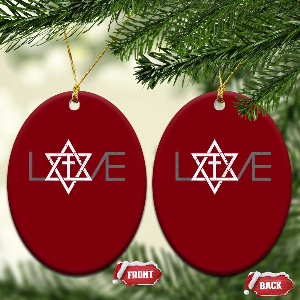 Love Jewish Messianic Christian Cross Star Of David Ceramic Ornament TS11 Print Your Wear