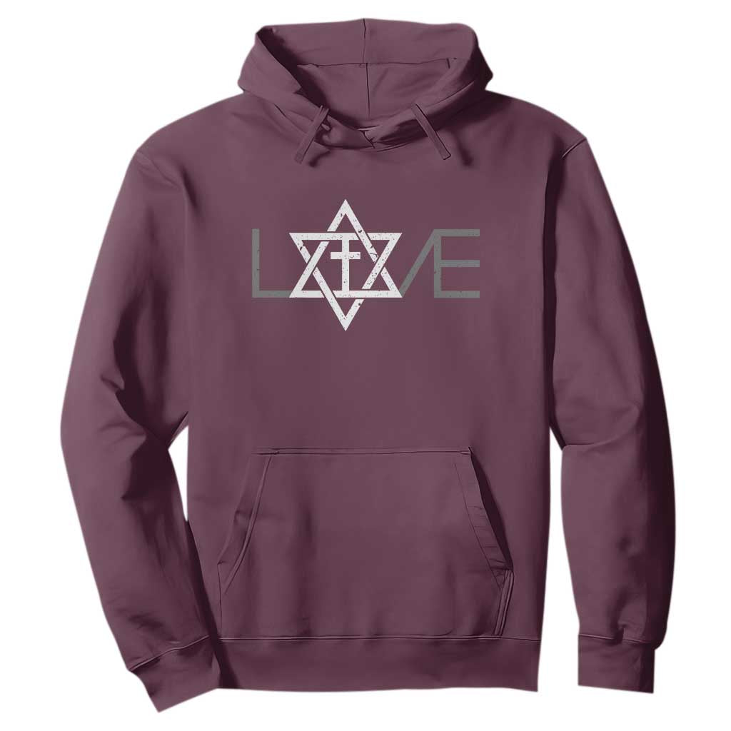 Love Jewish Messianic Christian Cross Star Of David Hoodie TS11 Maroon Print Your Wear