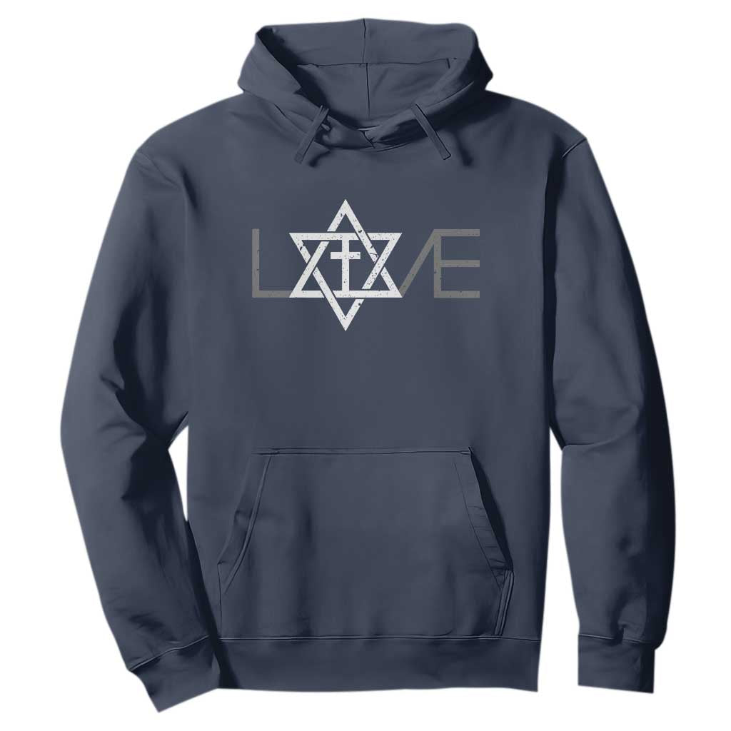 Love Jewish Messianic Christian Cross Star Of David Hoodie TS11 Navy Print Your Wear