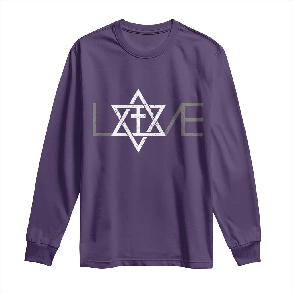Love Jewish Messianic Christian Cross Star Of David Long Sleeve Shirt TS11 Purple Print Your Wear