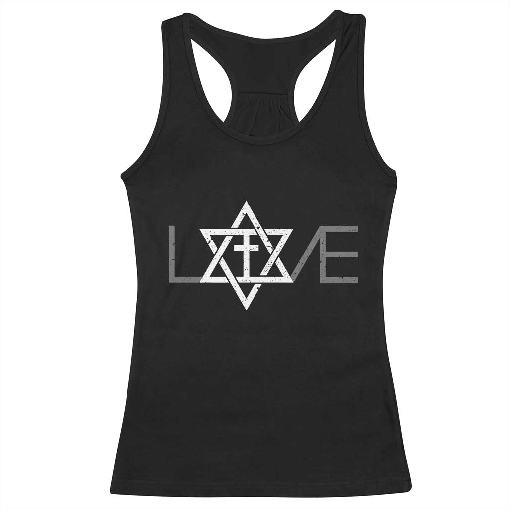 Love Jewish Messianic Christian Cross Star Of David Racerback Tank Top TS11 Black Print Your Wear