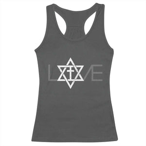 Love Jewish Messianic Christian Cross Star Of David Racerback Tank Top TS11 Dark Heather Print Your Wear