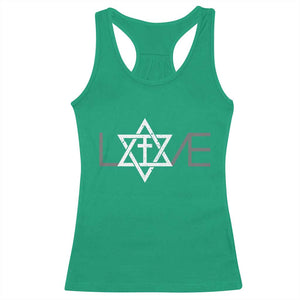 Love Jewish Messianic Christian Cross Star Of David Racerback Tank Top TS11 Irish Green Print Your Wear