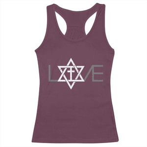Love Jewish Messianic Christian Cross Star Of David Racerback Tank Top TS11 Maroon Print Your Wear