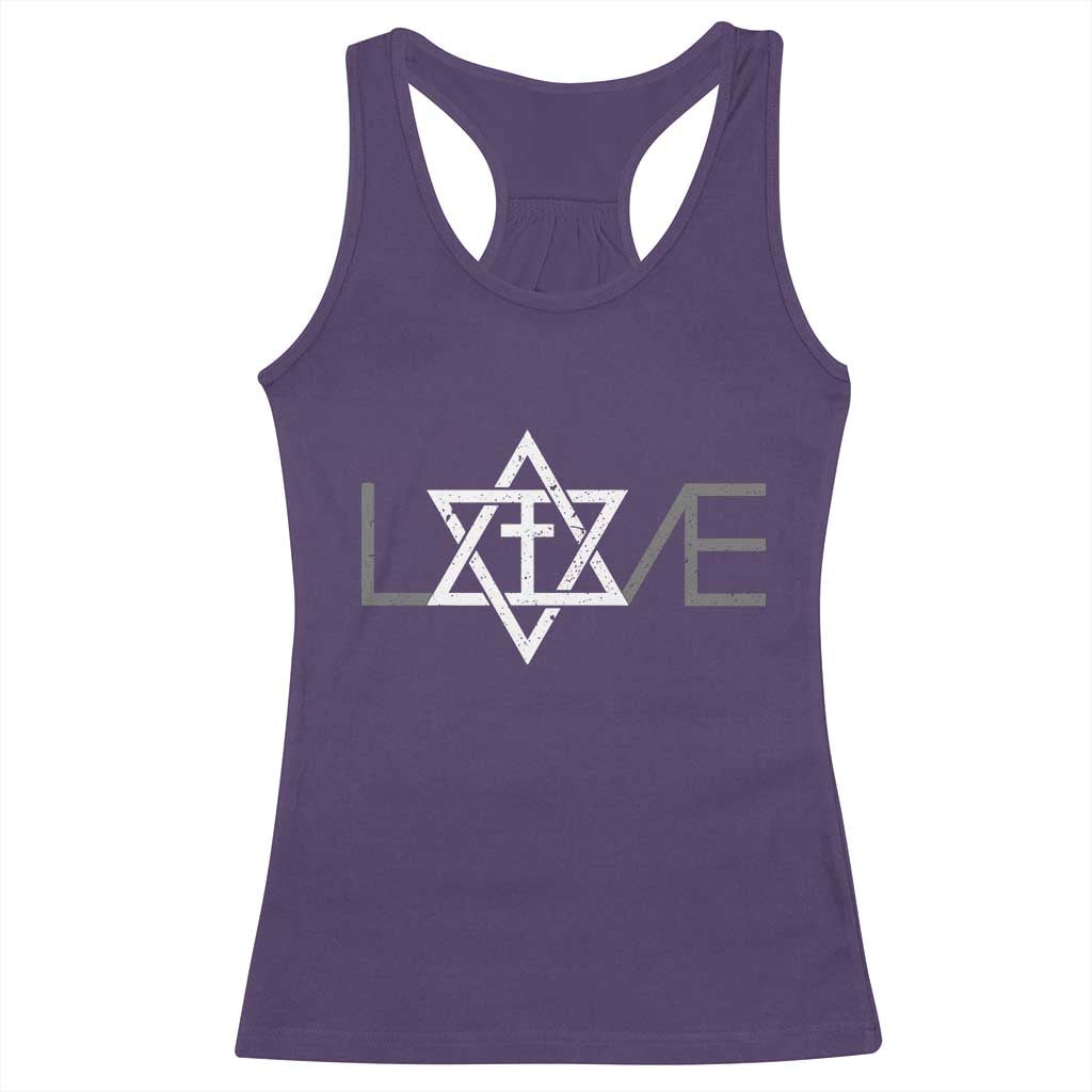 Love Jewish Messianic Christian Cross Star Of David Racerback Tank Top TS11 Purple Print Your Wear