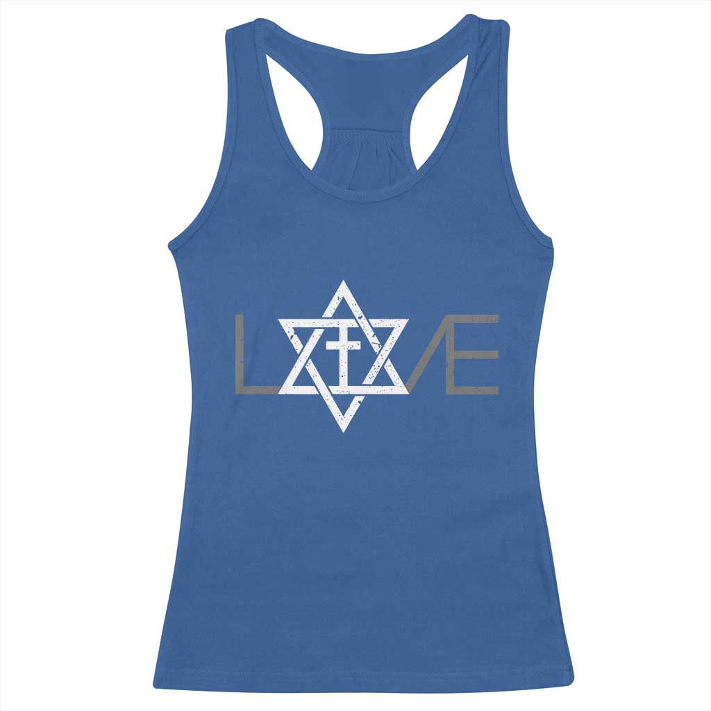 Love Jewish Messianic Christian Cross Star Of David Racerback Tank Top TS11 Royal Blue Print Your Wear