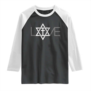 Love Jewish Messianic Christian Cross Star Of David Raglan Shirt TS11 Black White Print Your Wear