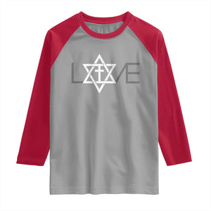 Love Jewish Messianic Christian Cross Star Of David Raglan Shirt TS11 Sport Gray Red Print Your Wear