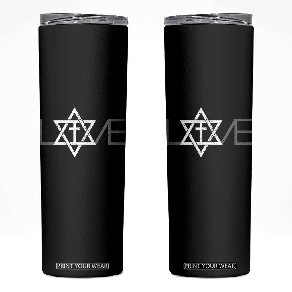 Love Jewish Messianic Christian Cross Star Of David Skinny Tumbler TS11 Black Print Your Wear