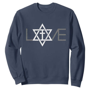 Love Jewish Messianic Christian Cross Star Of David Sweatshirt TS11 Navy Print Your Wear