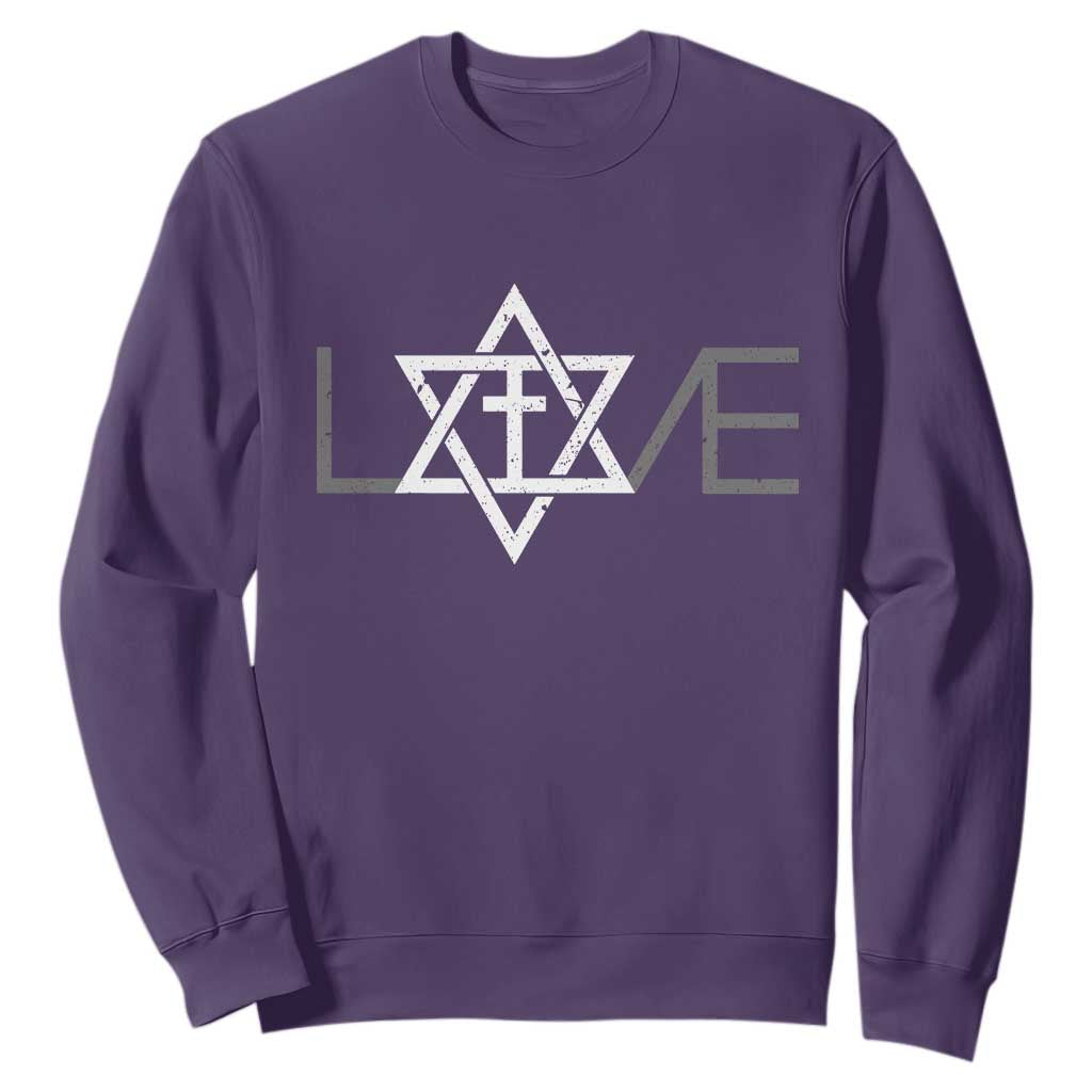 Love Jewish Messianic Christian Cross Star Of David Sweatshirt TS11 Purple Print Your Wear
