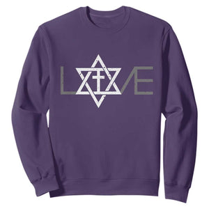 Love Jewish Messianic Christian Cross Star Of David Sweatshirt TS11 Purple Print Your Wear
