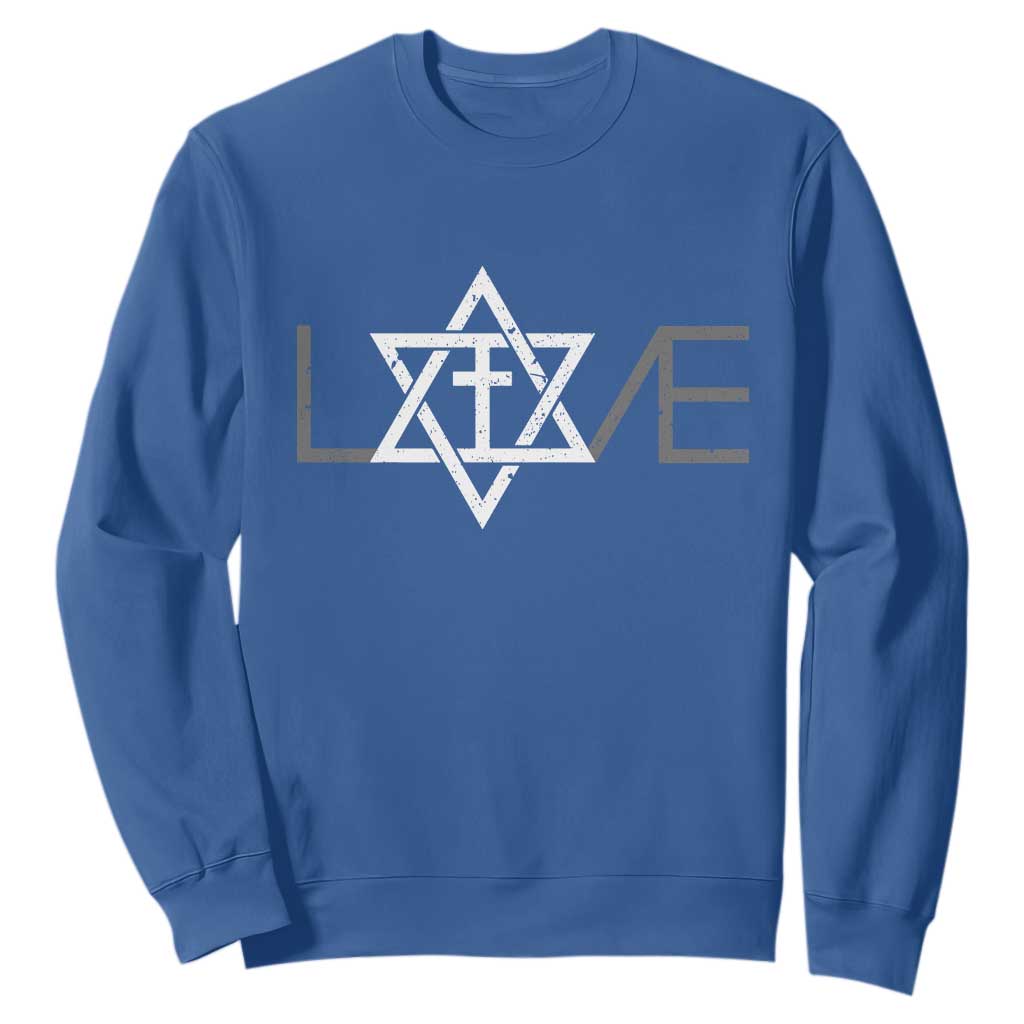 Love Jewish Messianic Christian Cross Star Of David Sweatshirt TS11 Royal Blue Print Your Wear