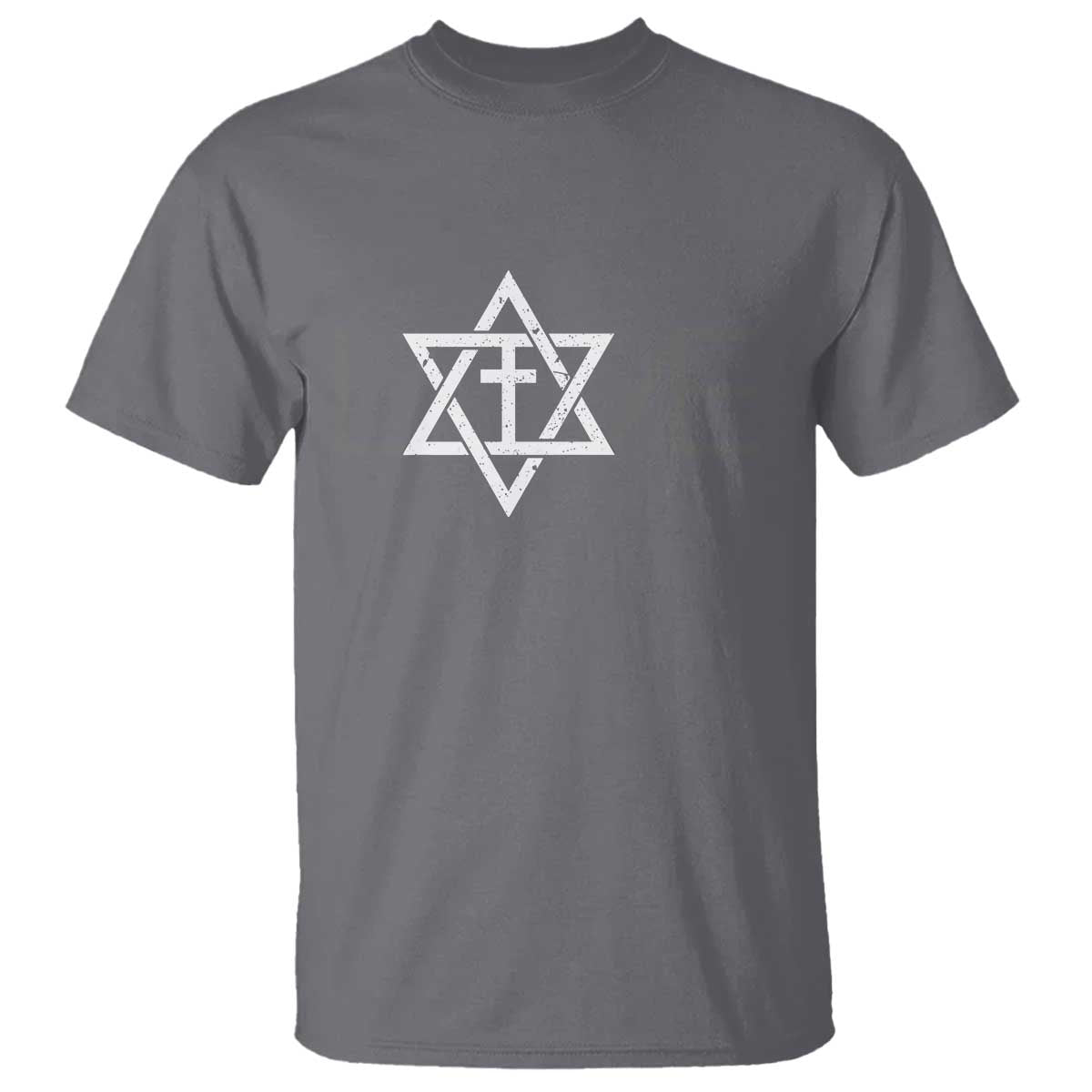 Love Jewish Messianic Christian Cross Star Of David T Shirt TS11 Charcoal Print Your Wear