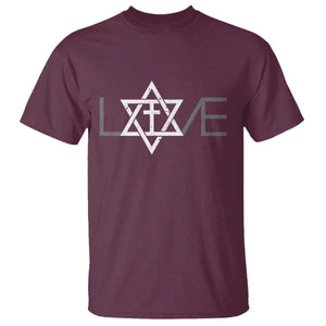 Love Jewish Messianic Christian Cross Star Of David T Shirt TS11 Maroon Print Your Wear