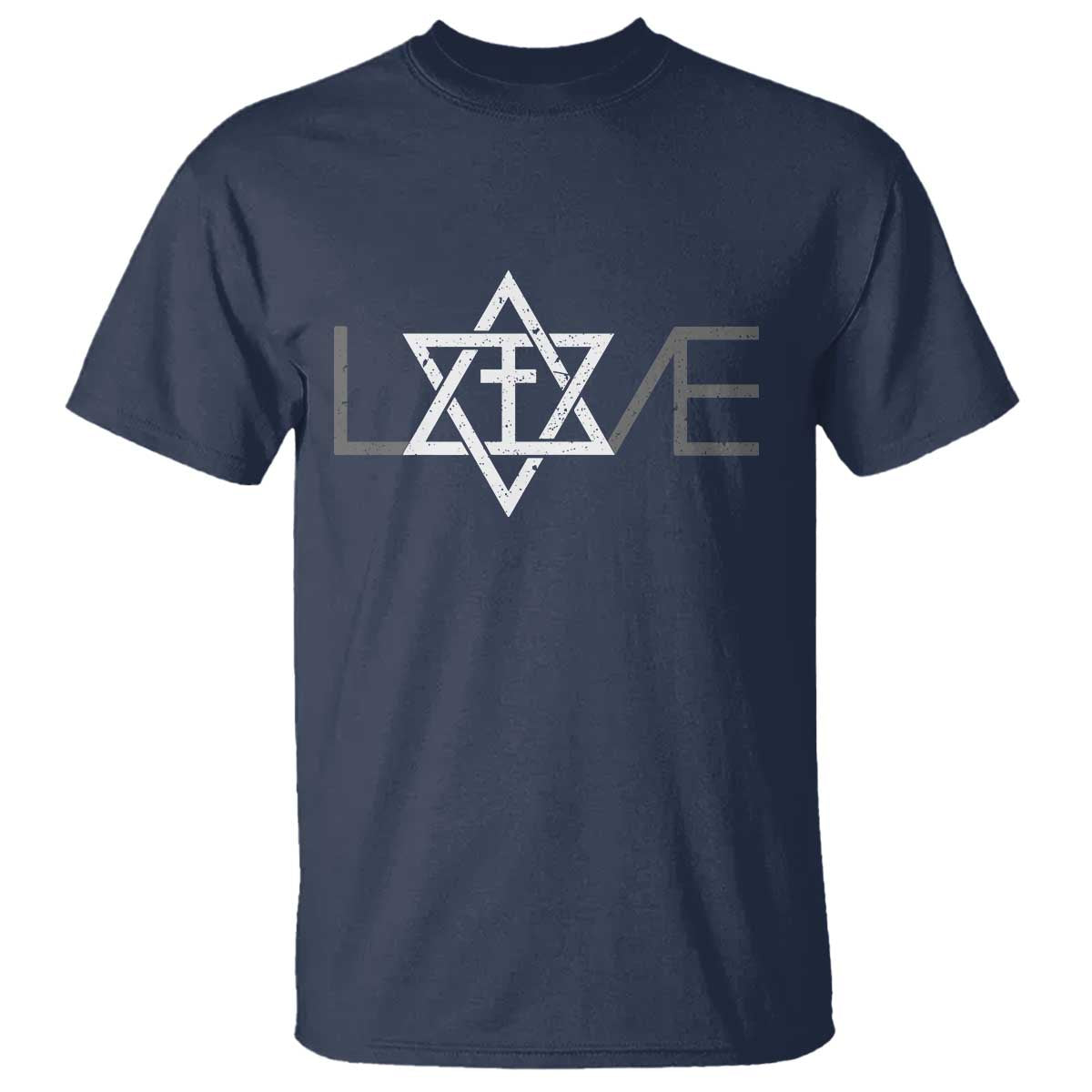 Love Jewish Messianic Christian Cross Star Of David T Shirt TS11 Navy Print Your Wear