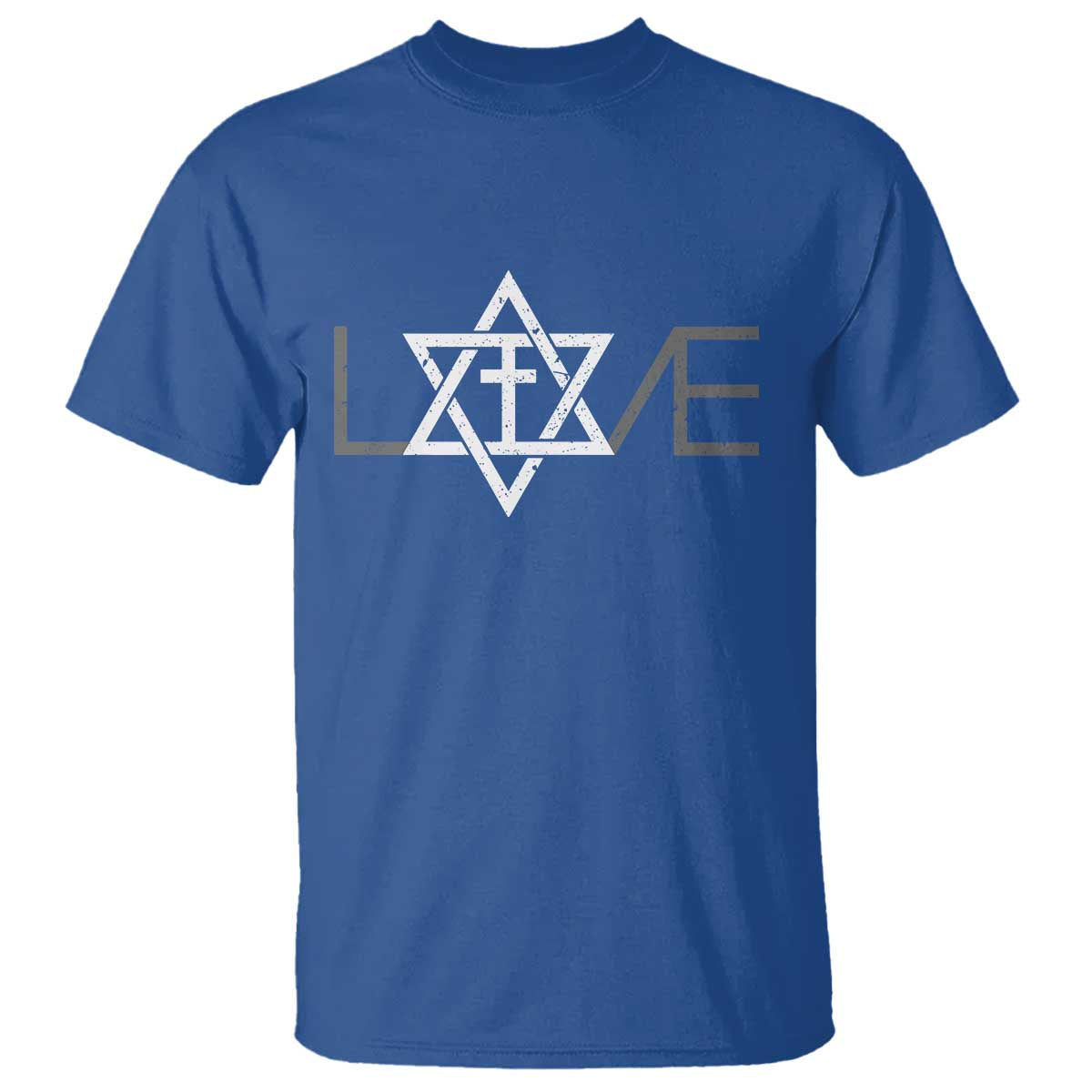 Love Jewish Messianic Christian Cross Star Of David T Shirt TS11 Royal Blue Print Your Wear