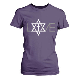 Love Jewish Messianic Christian Cross Star Of David T Shirt For Women TS11 Purple Print Your Wear
