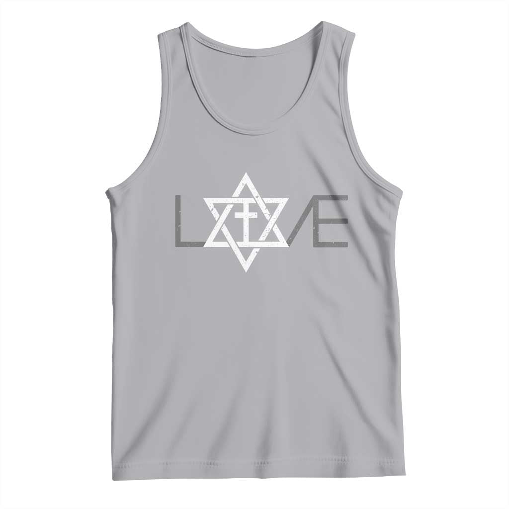 Love Jewish Messianic Christian Cross Star Of David Tank Top TS11 Athletic Heather Print Your Wear
