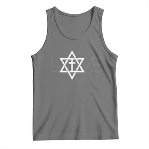 Love Jewish Messianic Christian Cross Star Of David Tank Top TS11 Black Heather Print Your Wear