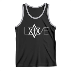 Love Jewish Messianic Christian Cross Star Of David Tank Top TS11 Black Athletic Heather Print Your Wear