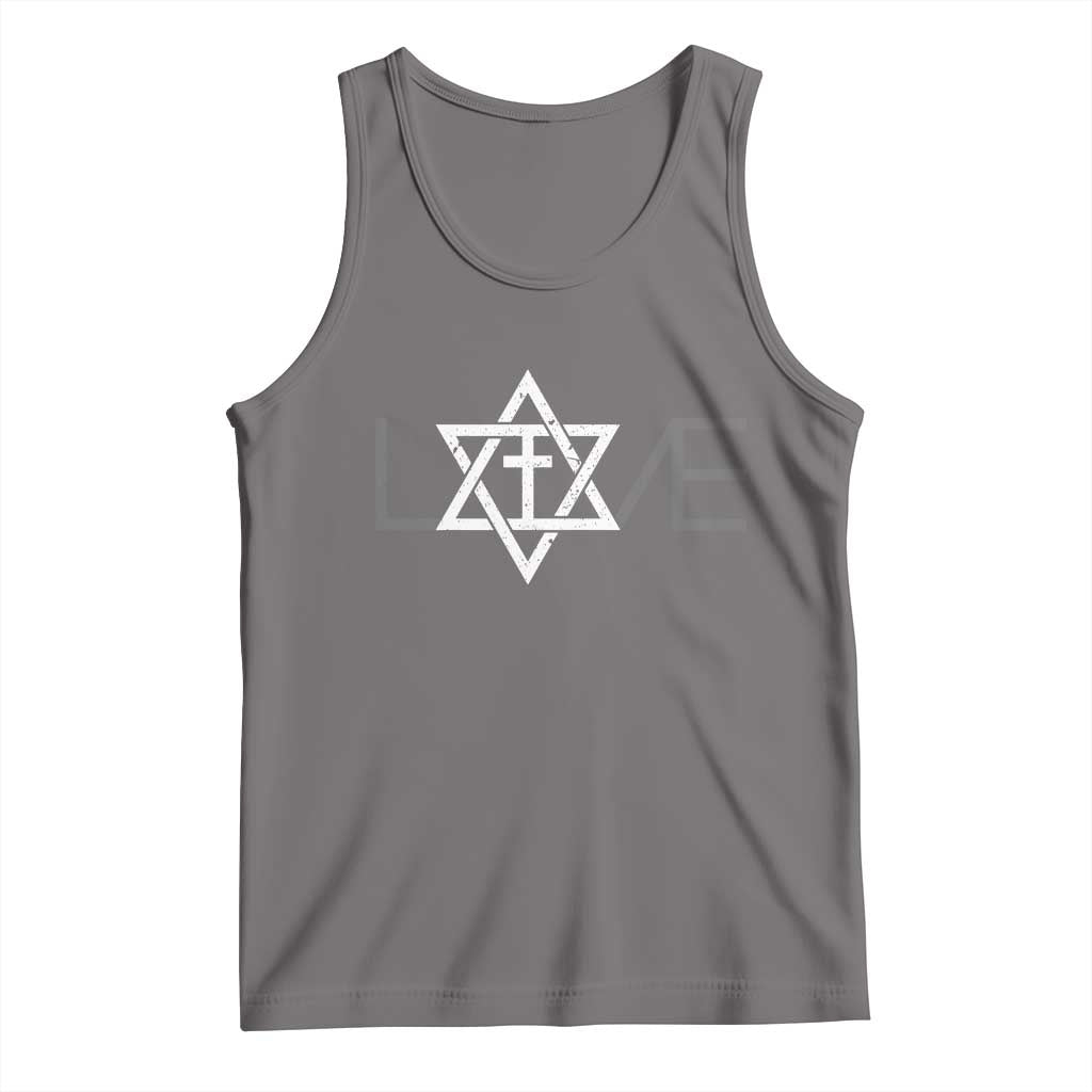 Love Jewish Messianic Christian Cross Star Of David Tank Top TS11 Deep Heather Print Your Wear