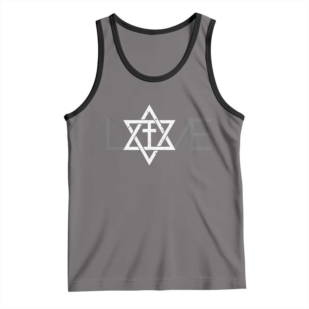 Love Jewish Messianic Christian Cross Star Of David Tank Top TS11 Deep Heather Black Print Your Wear