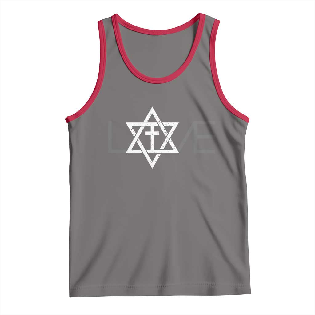 Love Jewish Messianic Christian Cross Star Of David Tank Top TS11 Deep Heather Red Print Your Wear