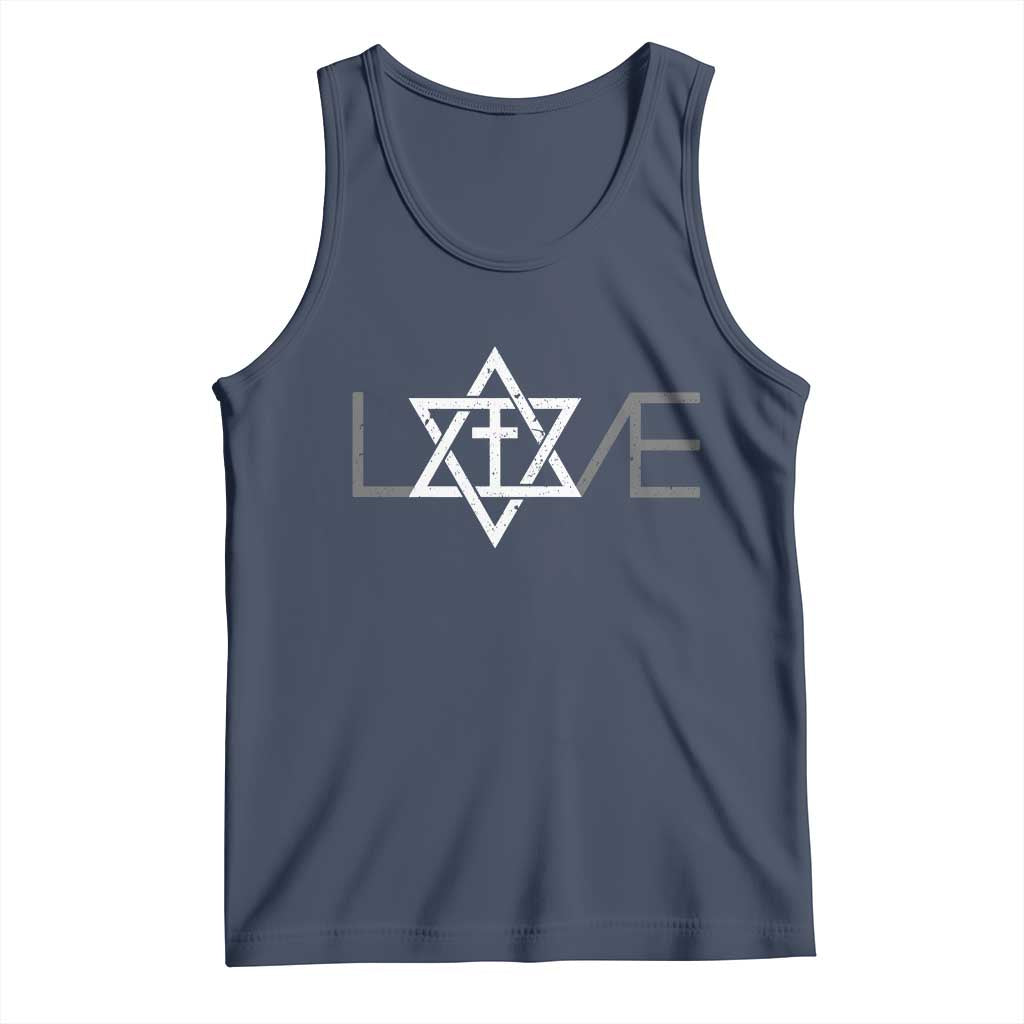 Love Jewish Messianic Christian Cross Star Of David Tank Top TS11 Navy Print Your Wear