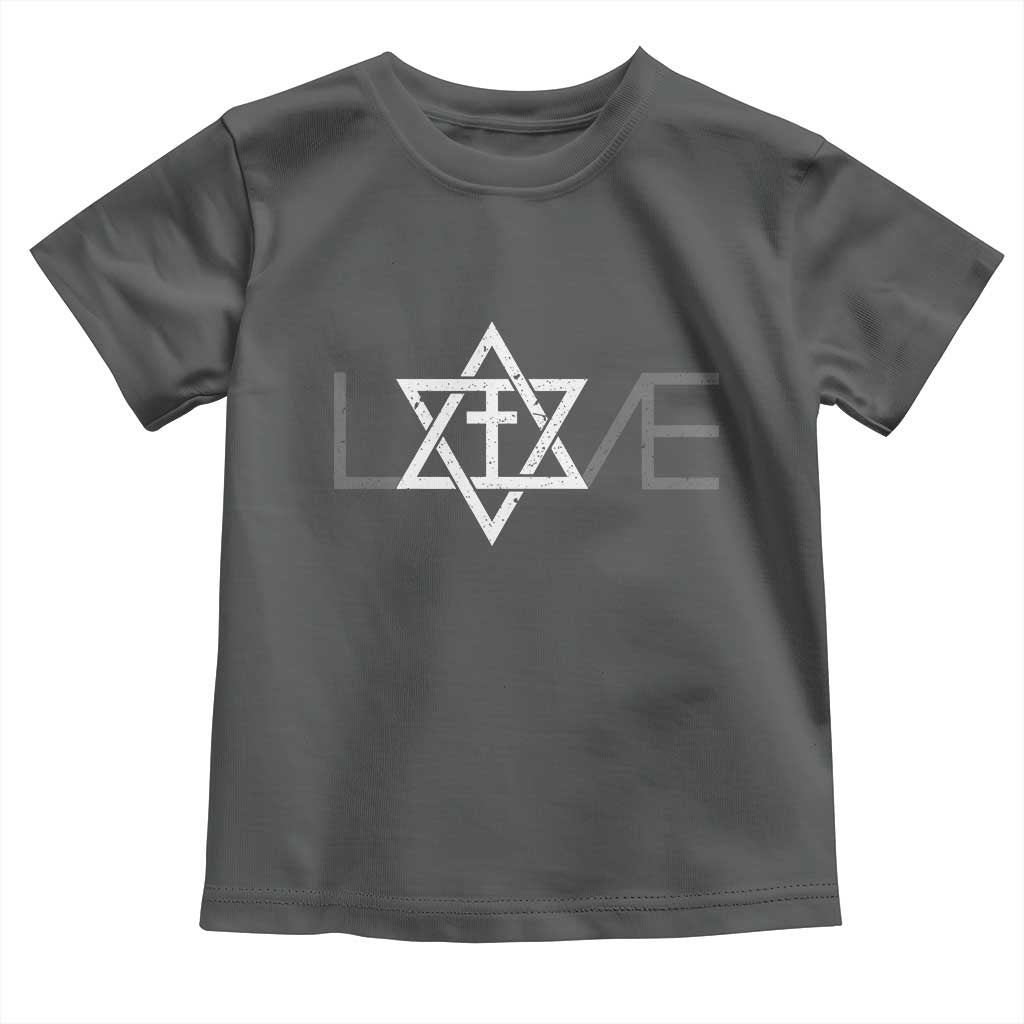 Love Jewish Messianic Christian Cross Star Of David Toddler T Shirt TS11 Dark Heather Print Your Wear