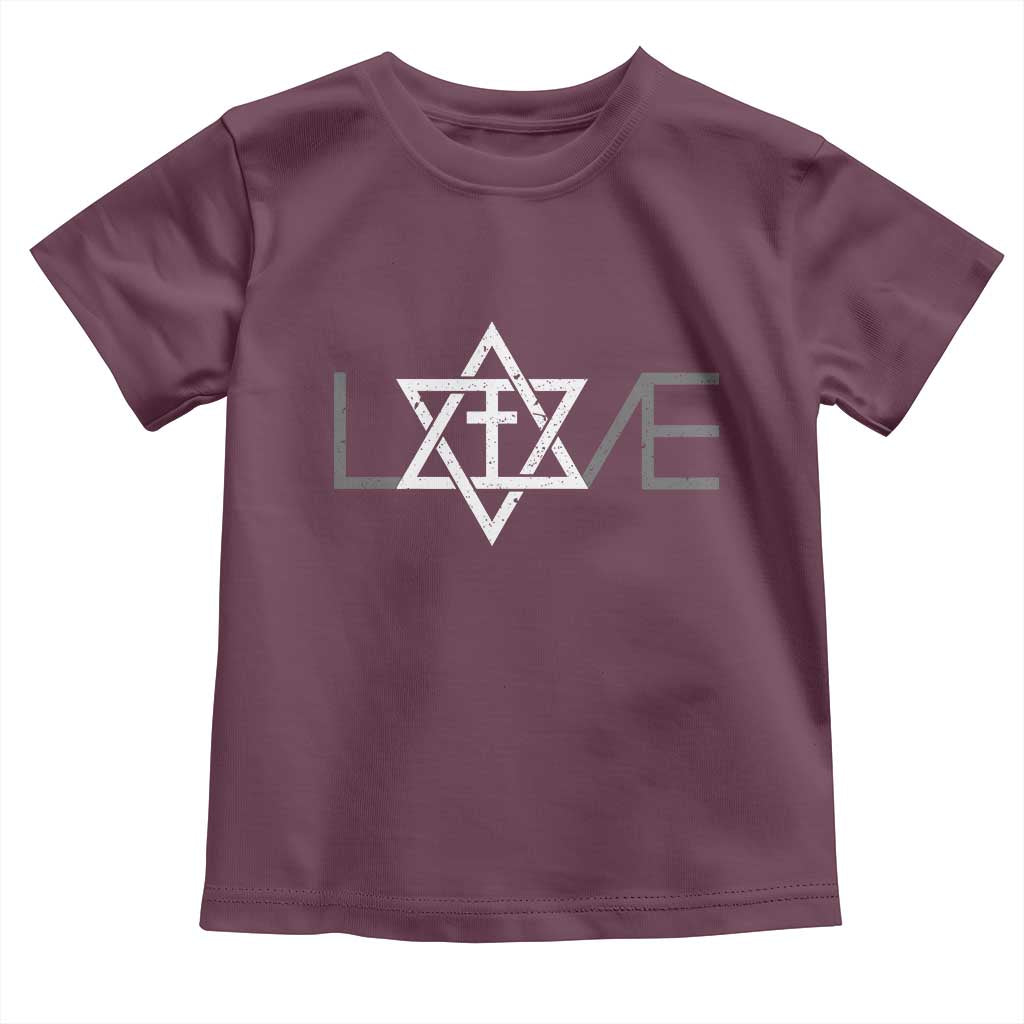 Love Jewish Messianic Christian Cross Star Of David Toddler T Shirt TS11 Maroon Print Your Wear
