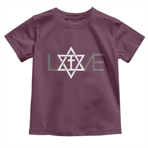 Love Jewish Messianic Christian Cross Star Of David Toddler T Shirt TS11 Maroon Print Your Wear