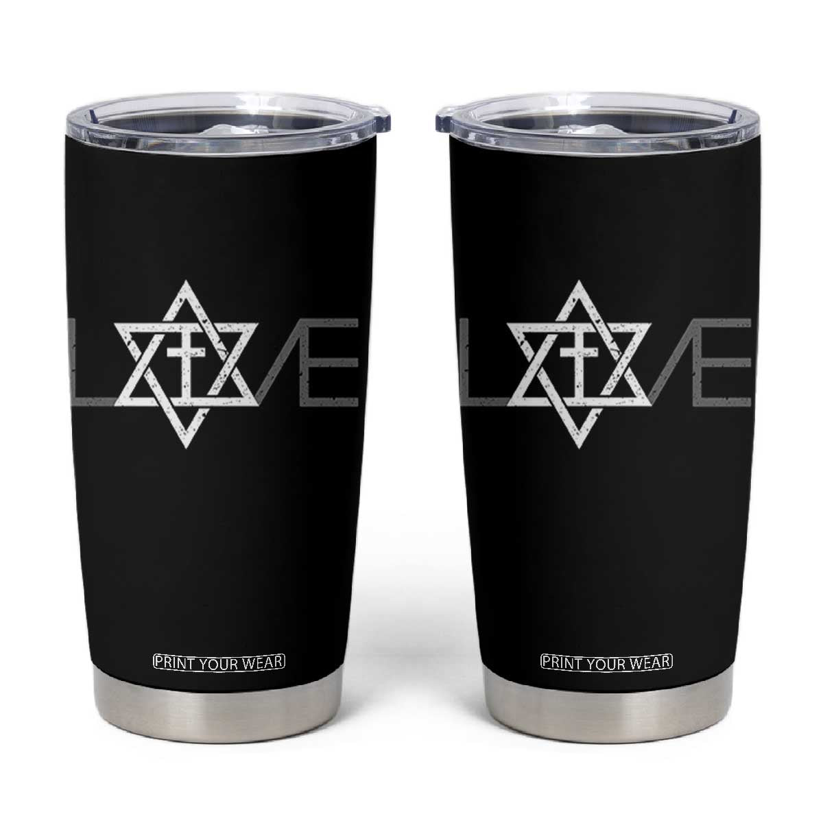 Love Jewish Messianic Christian Cross Star Of David Tumbler Cup TS11 Black Print Your Wear