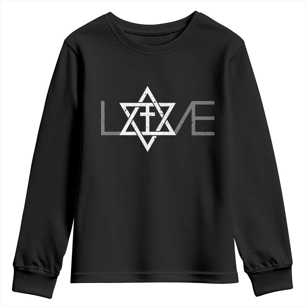 Love Jewish Messianic Christian Cross Star Of David Youth Sweatshirt TS11 Black Print Your Wear