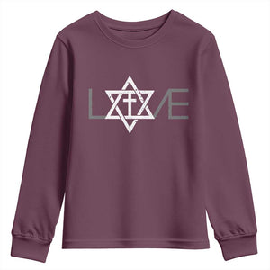 Love Jewish Messianic Christian Cross Star Of David Youth Sweatshirt TS11 Maroon Print Your Wear