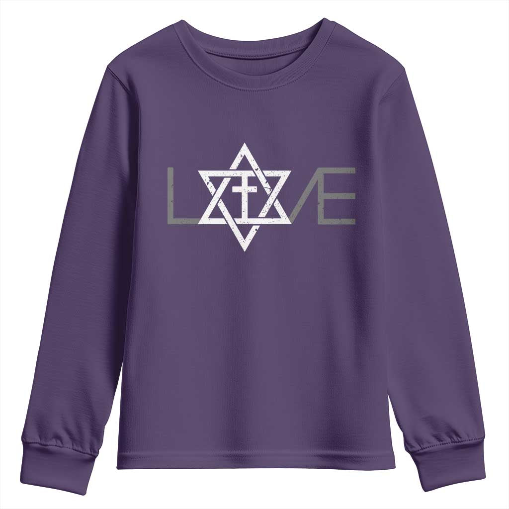 Love Jewish Messianic Christian Cross Star Of David Youth Sweatshirt TS11 Purple Print Your Wear