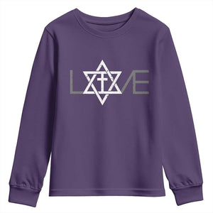 Love Jewish Messianic Christian Cross Star Of David Youth Sweatshirt TS11 Purple Print Your Wear