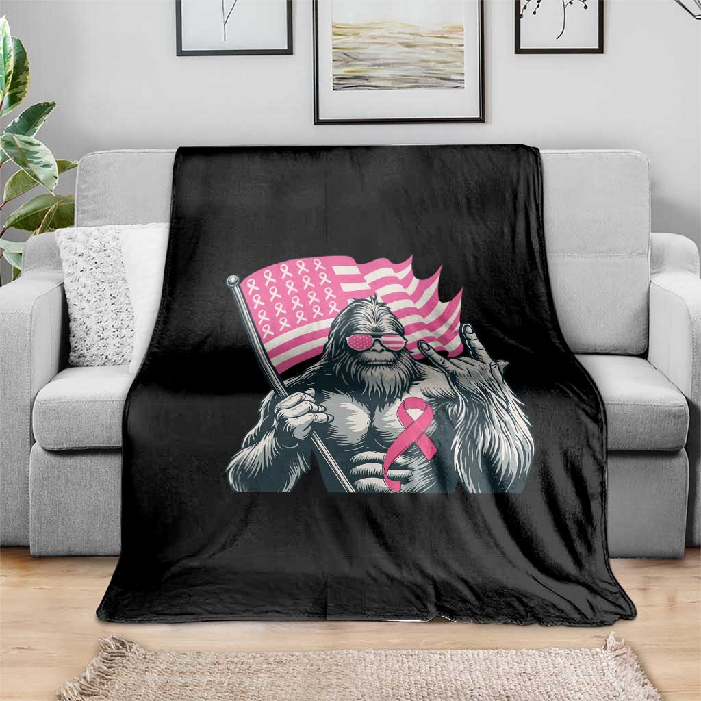 Funny Bigfoot Breast Cancer Awareness Throw Blanket Sasquatch Pink Ribbon TS11 Print Your Wear